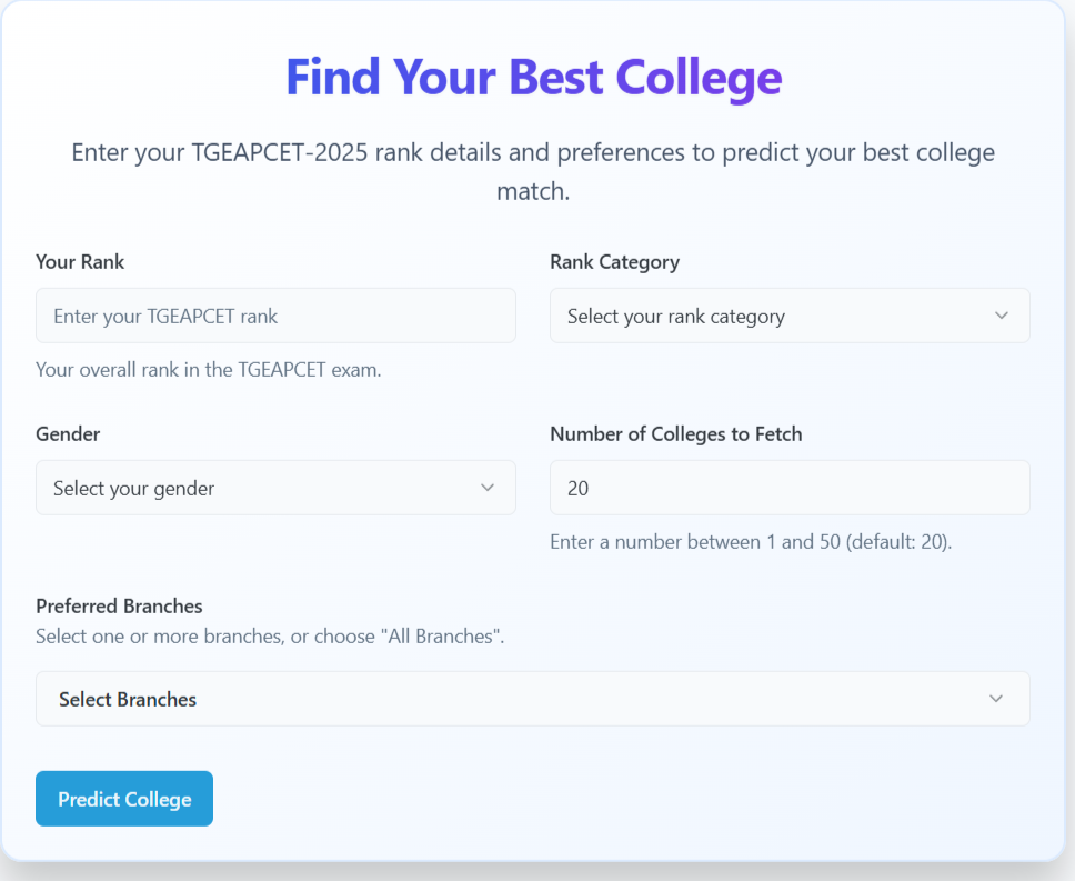EAMCET College Predictor